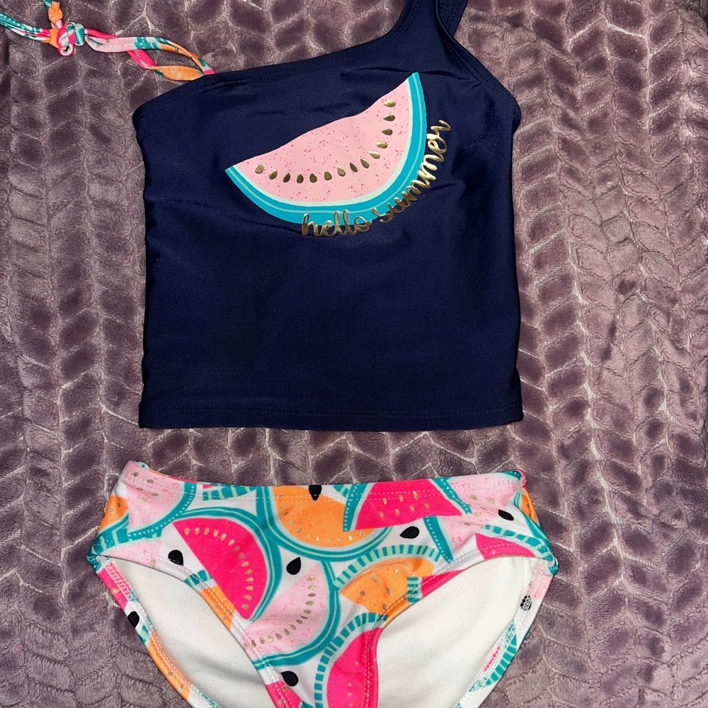 Cat & Jack Blue and Pink Bikini Set with Watermelon Design